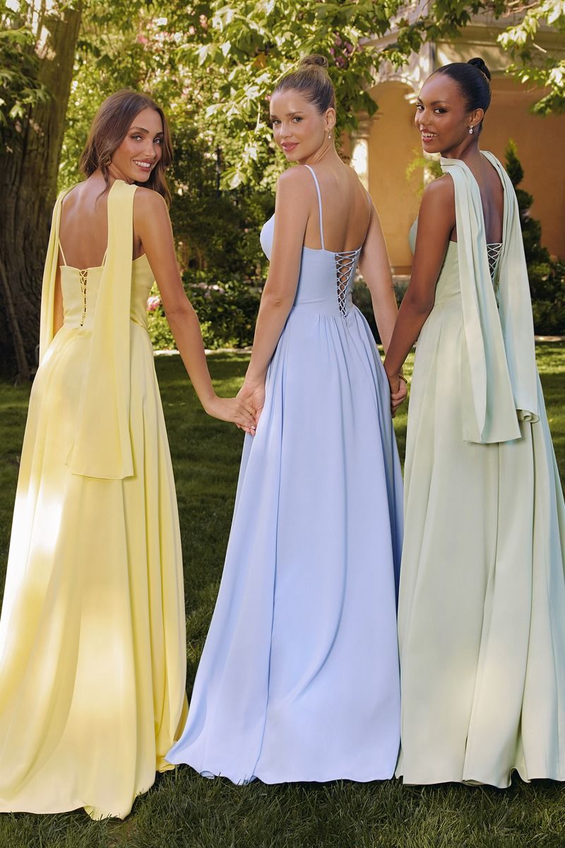 Pointed Sweetheart Chiffon A-Line Gown with Lace-Up Back (T711)