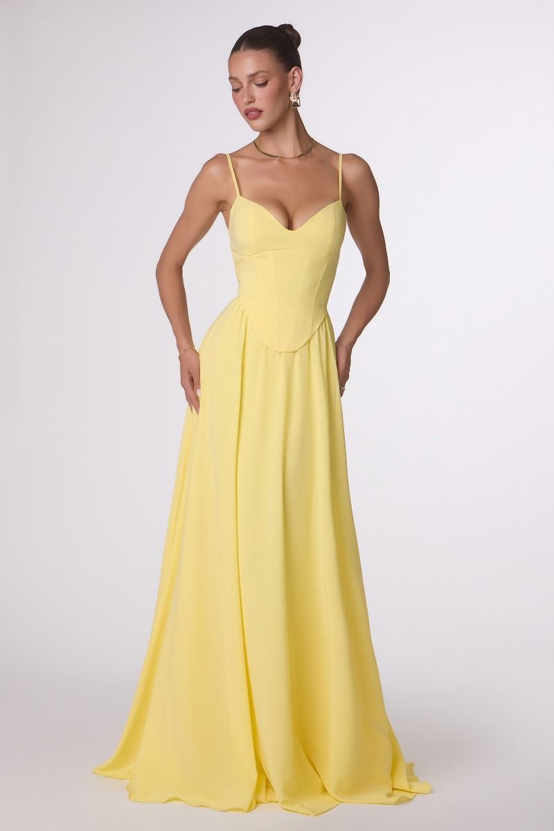 Pointed Sweetheart Chiffon A-Line Gown with Lace-Up Back (T711)