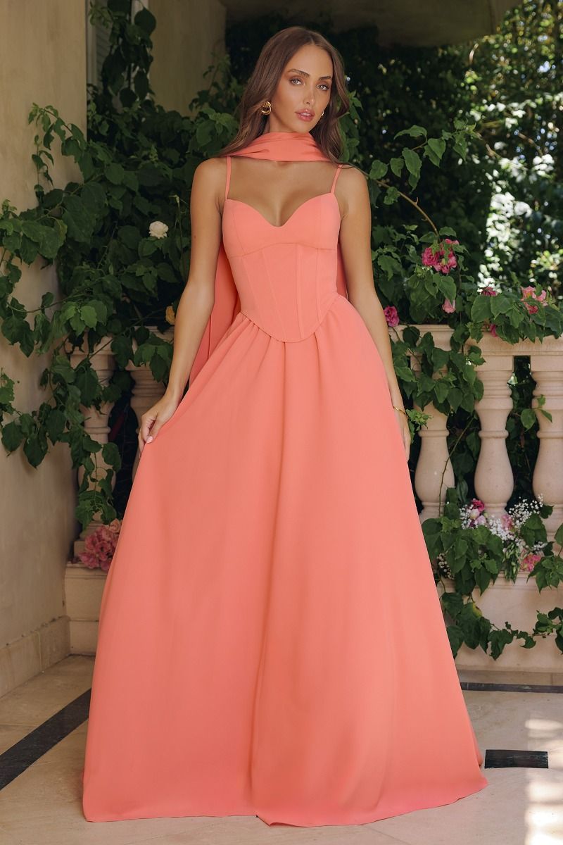Pointed Sweetheart Chiffon A-Line Gown with Lace-Up Back (T711)